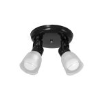 APLIQUE 2 LUCES BASE REDONDA NEGRO TULIPA POLICARBONATO LUJAN E27