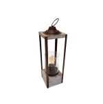 LAMPARA 1 LUZ FAROLA OXIDO TIZA CON VIDRIO IOANA MADERA - GRANDE 17X82CM