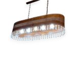 COLGANTE 4 LUCES OVALADO OXIDO CON CAIRELES 100X20CM