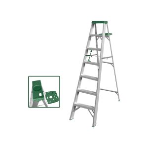 ESCALERA DE TRABAJO 6+1 ESCALONES + PORTA HERRAMIENTAS ALUMINIO 2175MM - 150KG