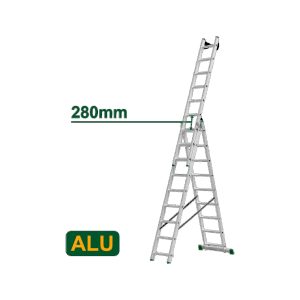 ESCALERA EXTENSIBLE TIJERA 3 TRAMOS ALUMINIO 5920MM - 150KG