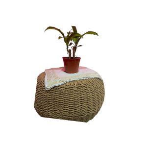 PUF REDONDO TEJIDO HILO CRAFT Y MADERA  60X30CM