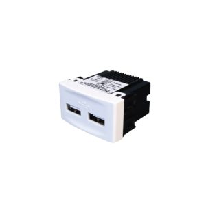 MODULO CARGADOR USB DOBLE BLANCO SISTEMA MODULAR - MODULOS ELECTRONICOS 2A - 5VCC - 220V