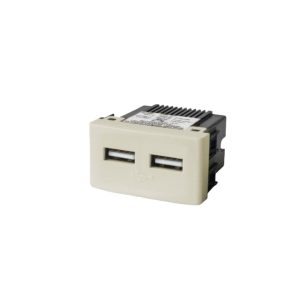 MODULO CARGADOR USB DOBLE MARFIL SISTEMA MODULAR - MODULOS ELECTRONICOS 2A - 5VCC - 220V