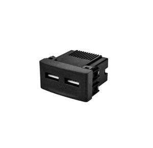 MODULO CARGADOR USB DOBLE NEGRO SISTEMA MODULAR - MODULOS ELECTRONICOS 2A - 5VCC - 220V