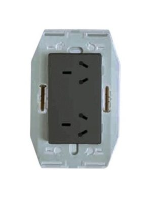 MODULO TOMACORRIENTE DOBLE BASTIDOR INCORPORADO GRAFITO SISTEMA MODULAR - TOMACORRIENTES 10A - 250V - 2P+T