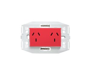 MODULO TOMACORRIENTE DOBLE BASTIDOR INCORPORADO TENSION ESTABILIZADA SISTEMA MODULAR - TOMACORRIENTES 10A - 250V - 2P+T