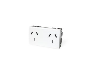 MODULO TOMACORRIENTE DOBLE CON OBTURADOR DE SEGURIDAD BLANCO SISTEMA MODULAR - TOMACORRIENTES 10A - 250V