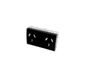 MODULO TOMACORRIENTE DOBLE CON OBTURADOR DE SEGURIDAD NEGRO SISTEMA MODULAR - TOMACORRIENTES 10A - 250V