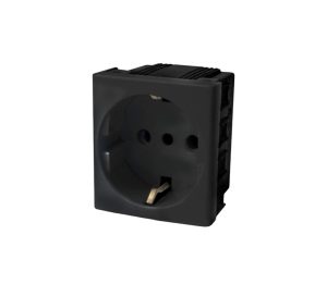 MODULO TOMACORRIENTE SCHUKO NEGRO SISTEMA MODULAR - TOMACORRIENTES 16A - 250V