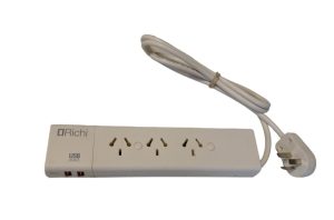 PROLONGADOR 3 TOMAS CON USB DOBLE MARFIL BINORMA 10A - 1.5M