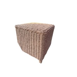 PUF CUADRADO TEJIDO HILO CRAFT Y MADERA  40X40CM