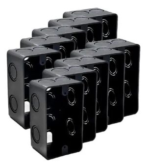 CAJA EMBUTIR RECTANGULAR OREJAS PLASTICA NEGRA PACK AHORRO X12 - LINEA NERA 100X50MM