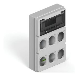 CAJA PARA TOMA ENCAPSULADO GRIS IP 65 12 POLOS DIN - 6 TOMA