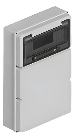 CAJA PARA TOMA ENCAPSULADO GRIS IP 65 12 POLOS DIN - 2 MOD CIEGOS