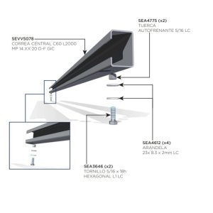 CONJUNTO CORREA MULTIPANEL C60 L2200 MP 14 XX 20 D/F SUJECION - 1400 MM