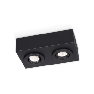 PLAFON 2 LUCES RECTANGULAR MOVIL NEGRO LAGUNA 17X28CM - GU10