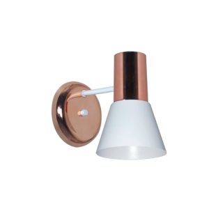 APLIQUE 1 LUZ BASE REDONDA MADERA PANTALLA EMBUDO BLANCO OSTENDE Ø12CM - E27