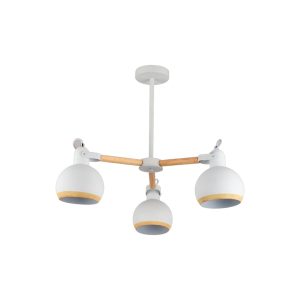 ARAÑA 3 LUCES MADERA METAL BLANCO FUSION Ø760X400MM - E27