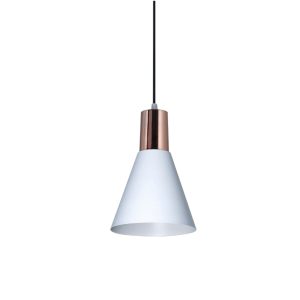 COLGANTE 1 LUZ EMBUDO BLANCO CON MADERA OSTENDE Ø16X22CM - BASE Ø10CM