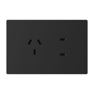 CONJUNTO ARMADO 1 TOMACORRIENTE Y 2 USB-C NEGRO MONACO 10A - 250V - 20W