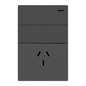 CONJUNTO ARMADO 2 PUNTOS Y 1 TOMACORRIENTE GRIS MONACO 10A - 250V