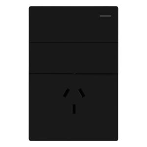 CONJUNTO ARMADO 2 PUNTOS Y 1 TOMACORRIENTE NEGRO MONACO 10A - 250V