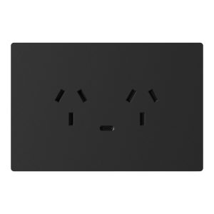 CONJUNTO ARMADO 2 TOMACORRIENTE Y 1 USB-C NEGRO MONACO 10A - 250V - 20W