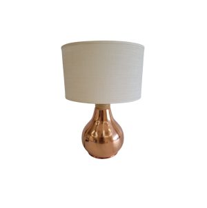 VELADOR COBRE PANTALLA CILINDRICA CAÑAMO CLARO MARI H:36CM - E27