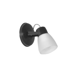 APLIQUE 1 LUCES OVAL CON TULIPA SATINADA NEGRO ALBA Ø110X120MM