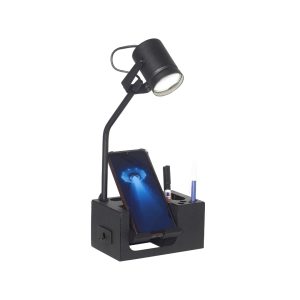 VELADOR CON ORGANIZADOR NEGRO PAVIA - TECNO H:380MM - GU10