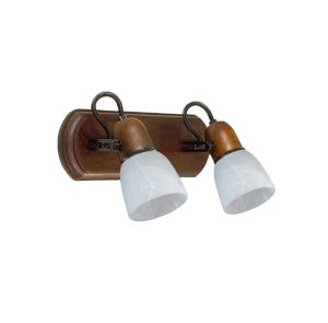 APLIQUE 2 LUCES RUSTICO NEGRO TULIPA DE VIDRIO RUSTICO E27