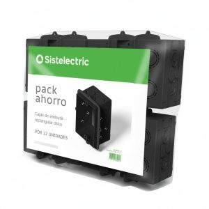 CAJA EMBUTIR RECTANGULAR OREJAS PLASTICA NEGRO LINEA NERA 100X50MM