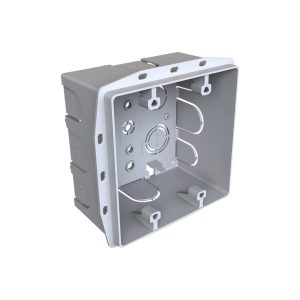 CAJA EMBUTIR CUADRADA CON OREJA PLASTICA GRIS GRANDE 100X100MM