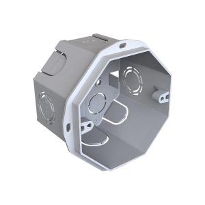 CAJA EMBUTIR OCTOGONAL CON OREJA PLASTICA GRIS GRANDE - PARED 90X90X64MM