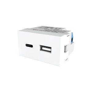 MODULO TOMACORRIENTE USB + USB-C BLANCO VERONA 3A