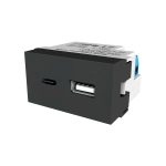MODULO TOMACORRIENTE USB + USB-C GRIS VERONA 3A