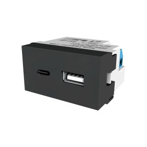 MODULO TOMACORRIENTE USB + USB-C GRIS VERONA 3A