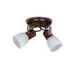 PLAFON 2 LUCES RUSTICO NOGAL CON NEGRO RUSTICA Ø190MM - E27