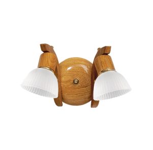 APLIQUE 2 LUCES MADERA CON DORADO TULIPA 88 E27