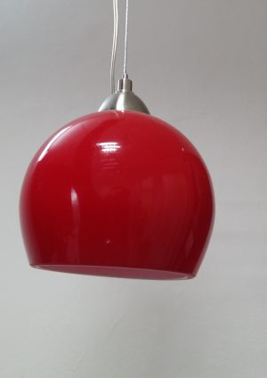 COLGANTE 1 LUZ BASE CUADRADA TULIPA CALIZ ROJA 480G 12X12X3CM - TULIPA: Ø10.5