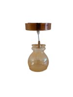 COLGANTE 1 LUZ LED COBRE VIDRIO TRANSPARENTE AMBAR COLGANTES