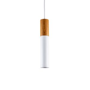 COLGANTE 1 LUZ TUBO MADERA/BLANCO GEO CANALS Ø50X220MM - GU10