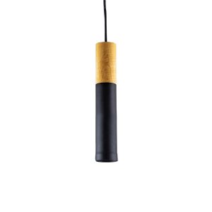 COLGANTE 1 LUZ TUBO MADERA/NEGRO GEO CANALS Ø50X220MM - GU10