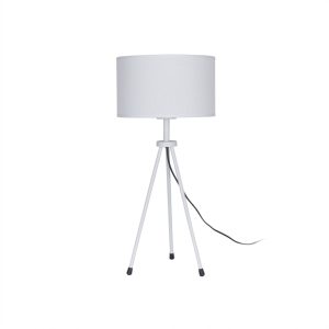 LAMPARA DE MESA TRIPODE METALICA BLANCO PANTALLA BLANCA TAFI Ø25X15CM - E27