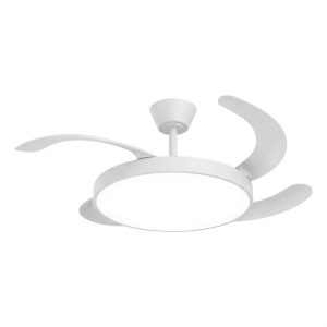 VENTILADOR DE TECHO 4 PALAS RETRACTILES LUZ LED BLANCO NAURU Ø106CM