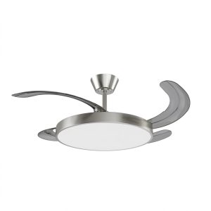 VENTILADOR DE TECHO 4 PALAS RETRACTILES LUZ LED NIQUEL NAURU Ø106CM