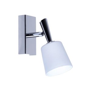 APLIQUE 1 LUZ CROMO TULIPA VIDRIO SATINADO CON LAMPARA BINGO 100X150MM - G9