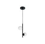 COLGANTE 2 LUCES VERTICAL NEGRO GLOBO H:70CM - 8X15CM