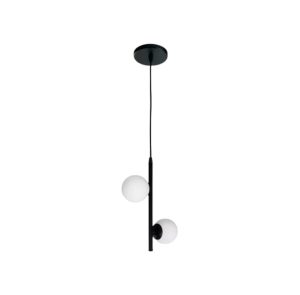 COLGANTE 2 LUCES VERTICAL NEGRO GLOBO H:70CM - 8X15CM